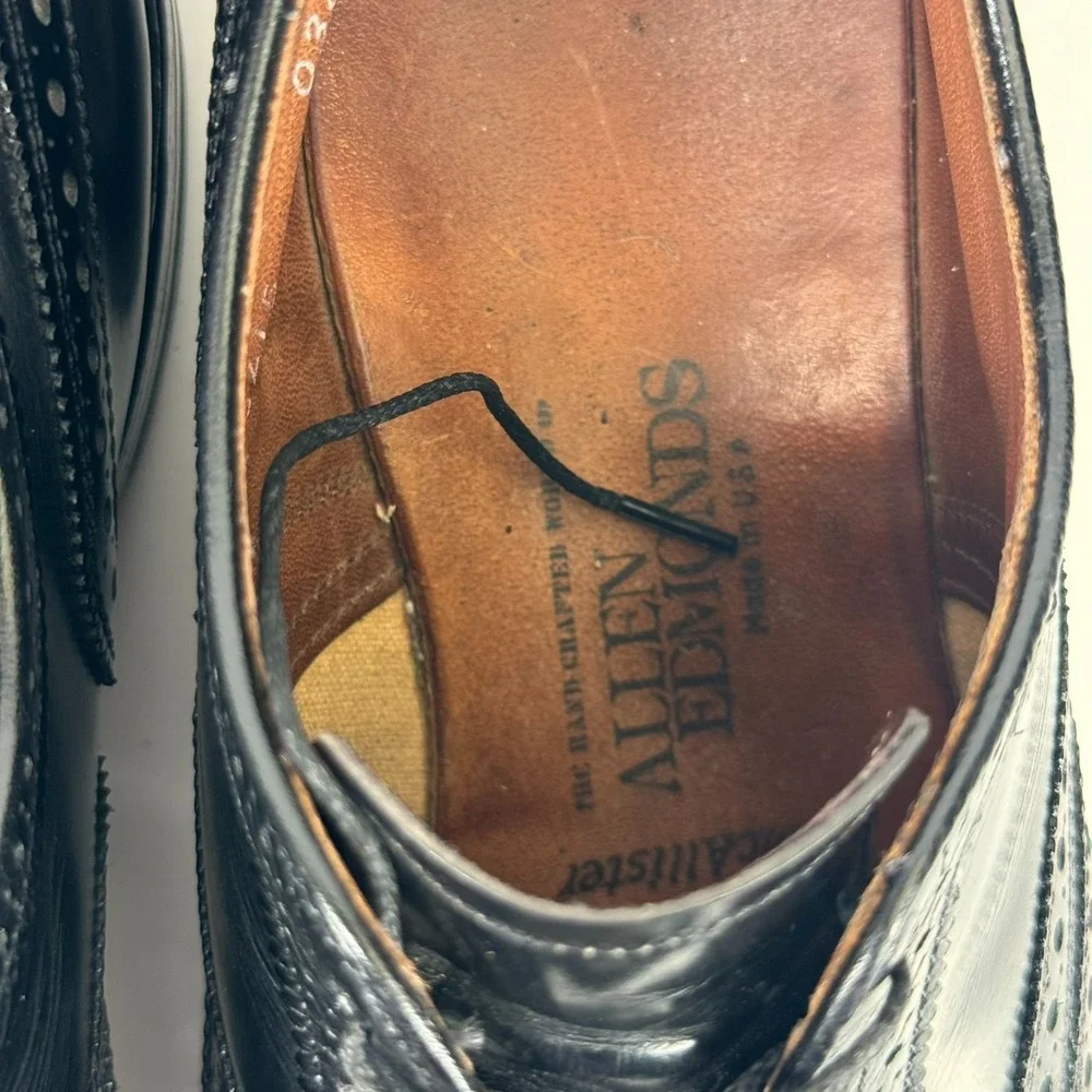 Allen Edmonds McAllister Men's 9.5C Black Leather Wingtip Oxford Dress Shoe 6215